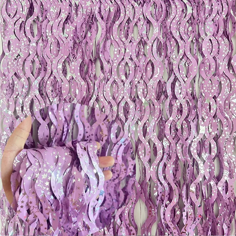 Tinsel Garland Decoration - 1x2m gwiazda kolorowe świecidełka zasłona syrenka