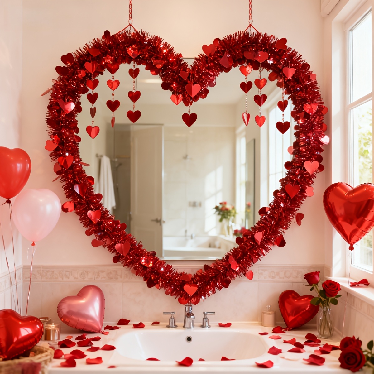 3 szt. Czerwone plastikowe gir – Tinsel Garland Decoration recenzja i cena