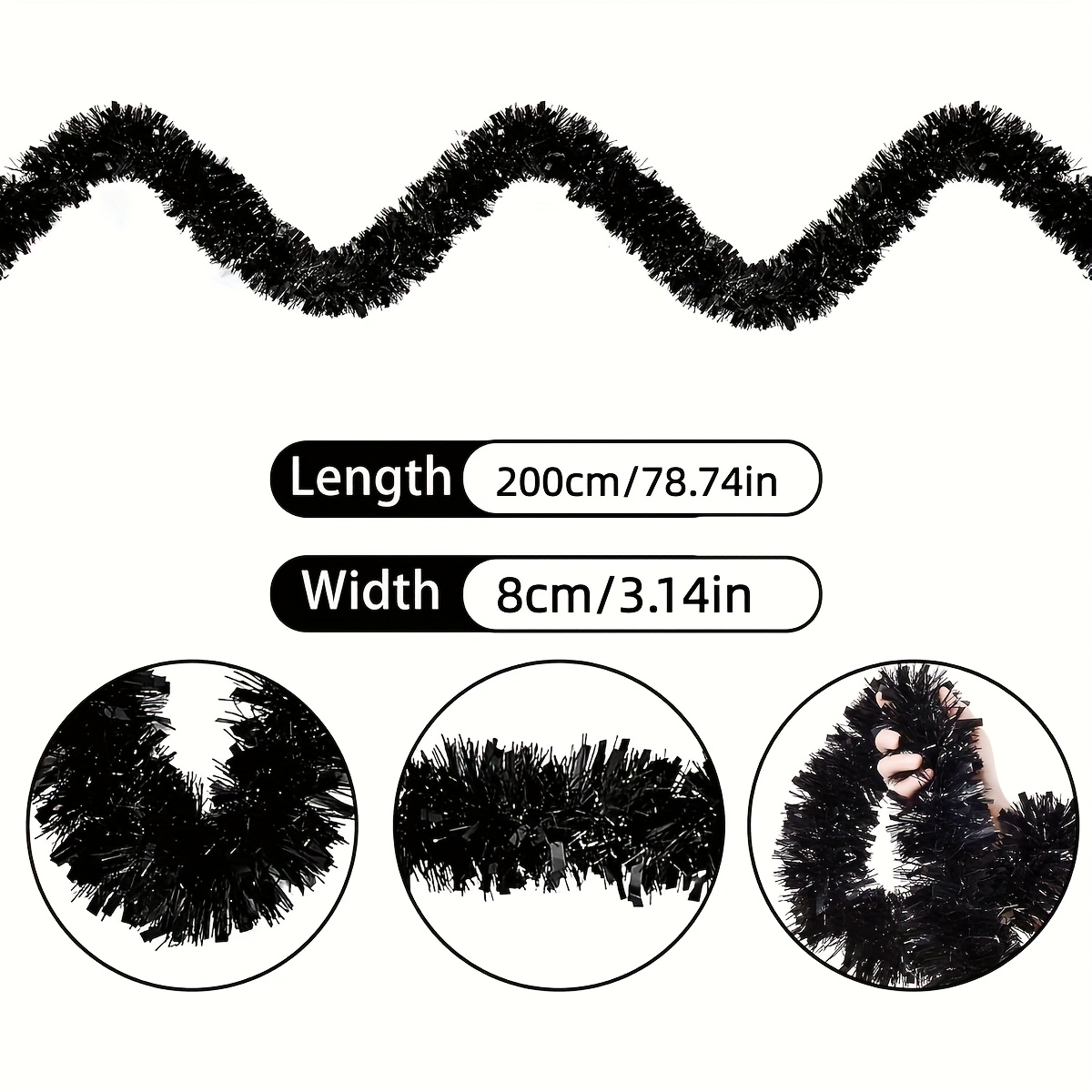 1 szt. Czarna girlanda z błysz – Tinsel Garland Decoration recenzja i cena