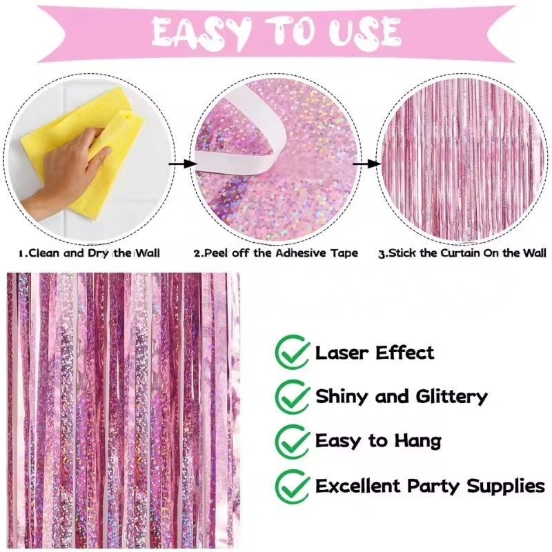 1/2/3 szt. Brokatowa tło impre – Tinsel Garland Decoration recenzja i cena
